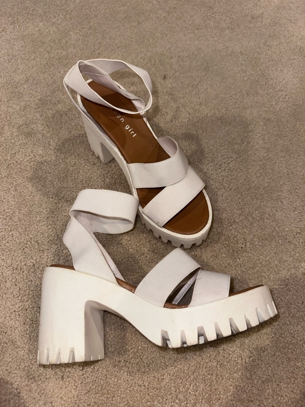 Madden Girl White Chunky Platform Strappy Sandals